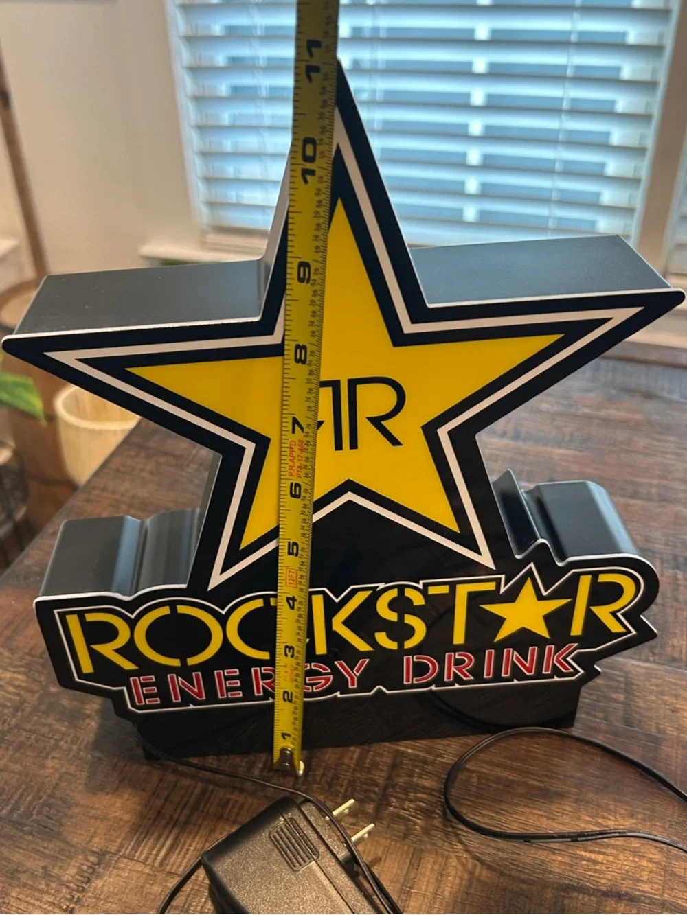 Yellow & Black Rockstar Tabletop Light-Up Sign